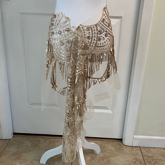 Gold Sequin Fringe Hip Scarf - Picture 5 of 5